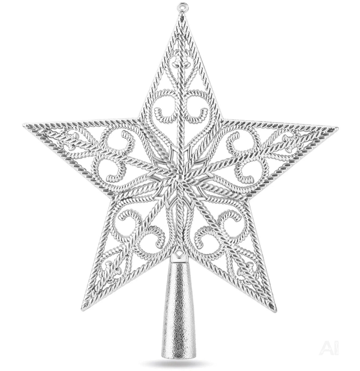 Baumspitze für Weihnachtsbaum Christbaumspitze Aufsatz für Tannenbaum Weihnachtsdekoration (Stern-Ornament-Silber)