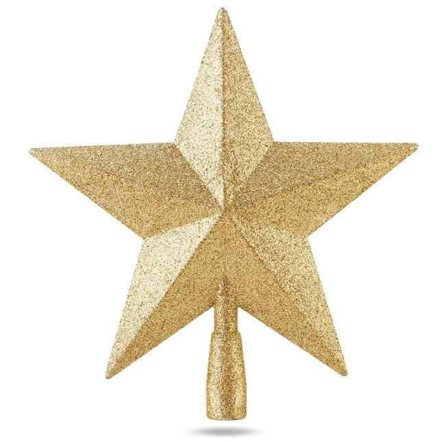 Baumspitze für Weihnachtsbaum Christbaumspitze Aufsatz für Tannenbaum Weihnachtsdekoration (Stern-Voll-Gold)