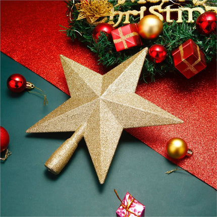 Baumspitze für Weihnachtsbaum Christbaumspitze Aufsatz für Tannenbaum Weihnachtsdekoration (Stern-Voll-Gold)