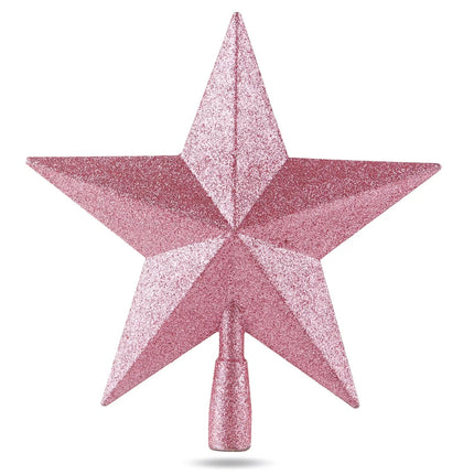 Baumspitze für Weihnachtsbaum Christbaumspitze Aufsatz für Tannenbaum Weihnachtsdekoration (Stern-Voll-Pink)
