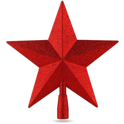Baumspitze für Weihnachtsbaum Christbaumspitze Aufsatz für Tannenbaum Weihnachtsdekoration (Stern-Voll-Rot)