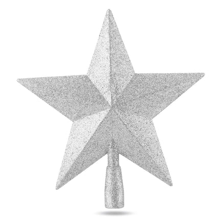 Baumspitze für Weihnachtsbaum Christbaumspitze Aufsatz für Tannenbaum Weihnachtsdekoration (Stern-Voll-Silber)