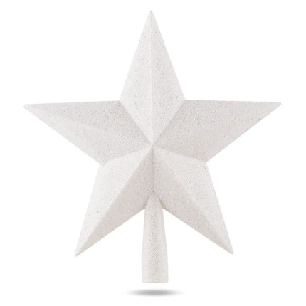 Baumspitze für Weihnachtsbaum Christbaumspitze Aufsatz für Tannenbaum Weihnachtsdekoration (Stern-Voll-Weiss)