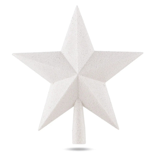 Baumspitze für Weihnachtsbaum Christbaumspitze Aufsatz für Tannenbaum Weihnachtsdekoration (Stern-Voll-Weiss)