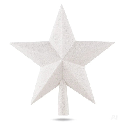 Baumspitze für Weihnachtsbaum Christbaumspitze Aufsatz für Tannenbaum Weihnachtsdekoration (Stern-Voll-Weiss)