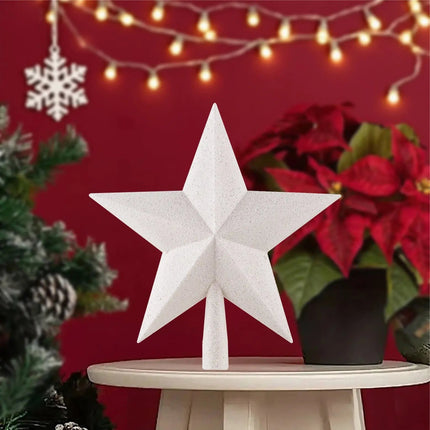 Baumspitze für Weihnachtsbaum Christbaumspitze Aufsatz für Tannenbaum Weihnachtsdekoration (Stern-Voll-Weiss)