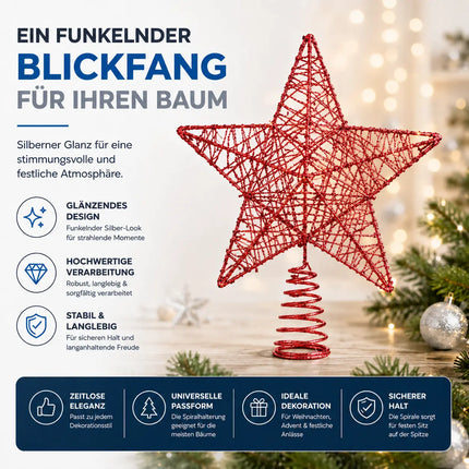 Baumspitze rot Stern - Christbaumspitze Baumspitze Spitze Aufstecker für Tannenbaum
