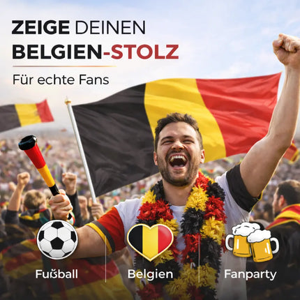 Belgien Flagge 90x150 cm – WM 2026 Weltmeisterschaft Fahne Fanartikel aus strapazierfähigem Polyester mit Metallösen