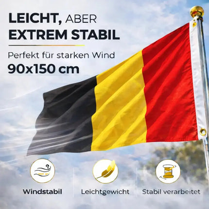 Belgien Flagge 90x150 cm – WM 2026 Weltmeisterschaft Fahne Fanartikel aus strapazierfähigem – Detailansicht 3