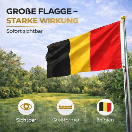 Belgien Flagge 90x150 cm – WM 2026 Weltmeisterschaft Fahne Fanartikel aus strapazierfähigem – Detailansicht 4