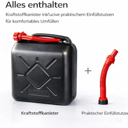 Benzinkanister für Autos mit UN-Zulassung EU – Kraftstoffkanister für Benzin, Diesel & Gefahrstoffe. Mit praktischem Einfüllstutzen und Trichter zum Betanken
