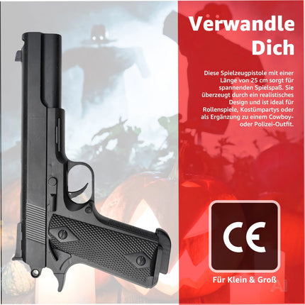Beretta 25 cm Pistole Spielzeug Zubehör Attrappe für Kostüm Erwachsene & Kinder für Fasching – Detailansicht 3