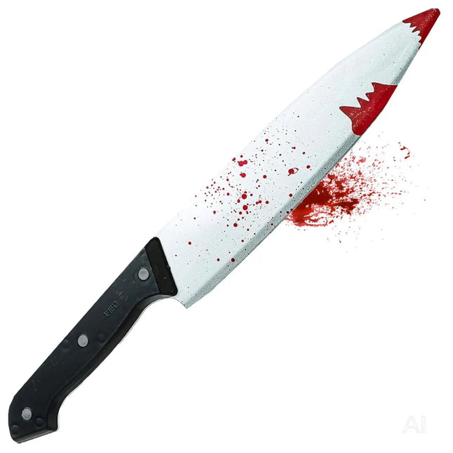Blutiges Fake Messer mit Blut - als Accessoire für Halloween & Fasching - ca. 34 cm - Täuschend