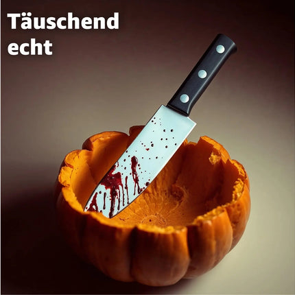 Blutiges Fake Messer mit Blut - als Accesoire für Halloween & Fasching - ca. 34 cm - Täuschend Echt für Horror Kostüm