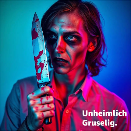 Blutiges Fake Messer mit Blut - als Accesoire für Halloween & Fasching - ca. 34 cm - Täuschend Echt für Horror Kostüm