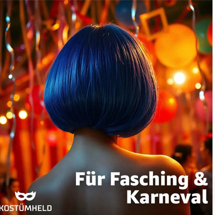 Bob Perücke – Klassische Kurzhaarperücke für Fasching, Karneval & Mottopartys (Blau)