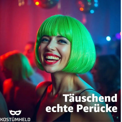 Bob Perücke – Klassische Kurzhaarperücke für Fasching, Karneval & Mottopartys (Grün)