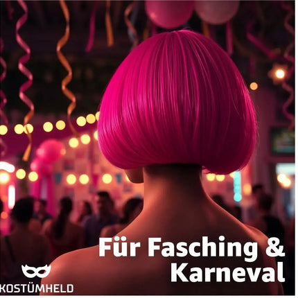 Bob Perücke – Klassische Kurzhaarperücke für Fasching, Karneval & Mottopartys (Pink)
