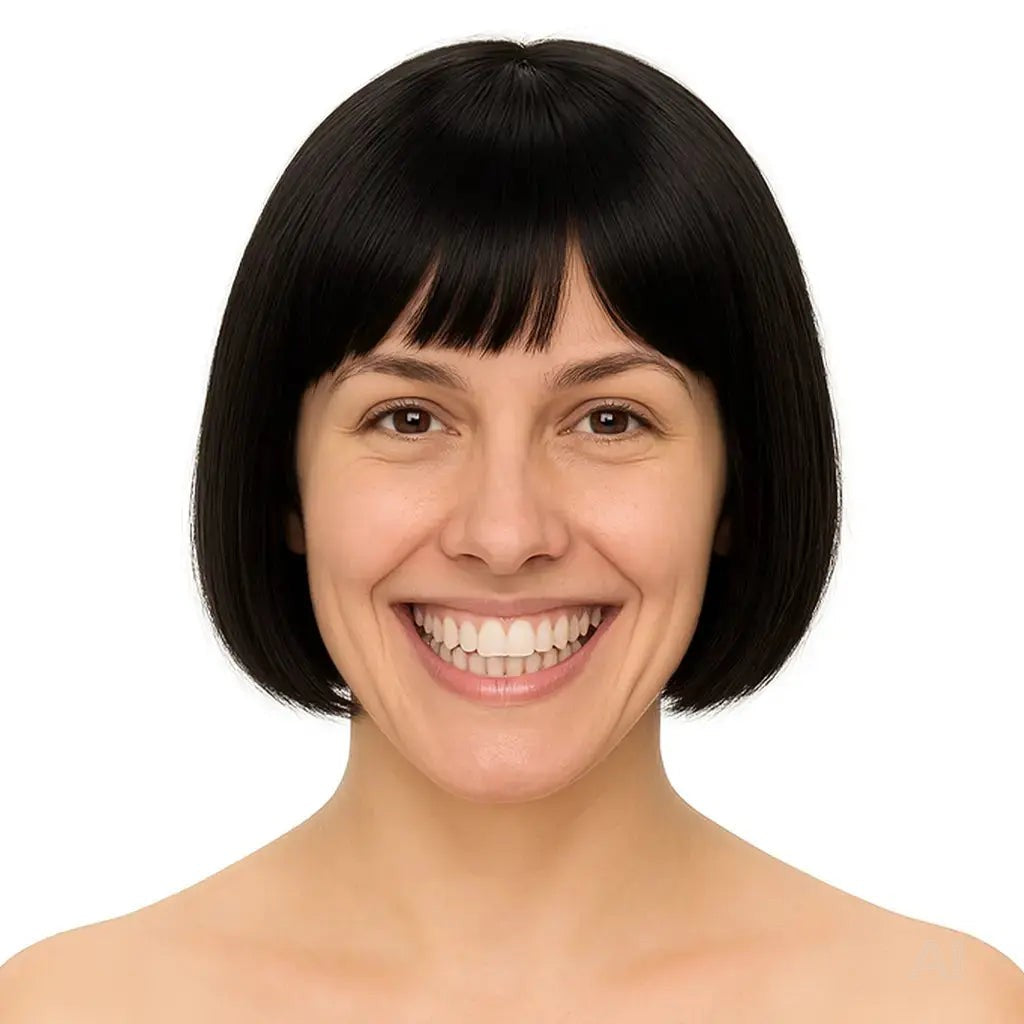 Bob Perücke Wig (Schwarz) – Kurzhaarperücke Pagenkopf Retro neon Cabaret & Charleston – für Fasching & Karneval