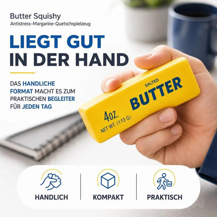 Butter Squishy Antistress – Margarine Quetsch zum Drücken & Kneten – Lustiges Stress Gadget für Büro, Schule & Alltag