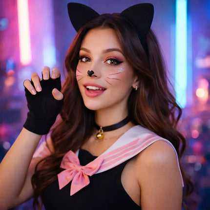 Catwoman Haarband mit Katzenohren – Schwarzer Haarreif für Damen Kinder & Erwachsene – Karneval Fasching
