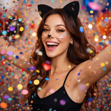 Catwoman Haarband mit Katzenohren – Schwarzer Haarreif für Damen Kinder & Erwachsene – Karneval Fasching