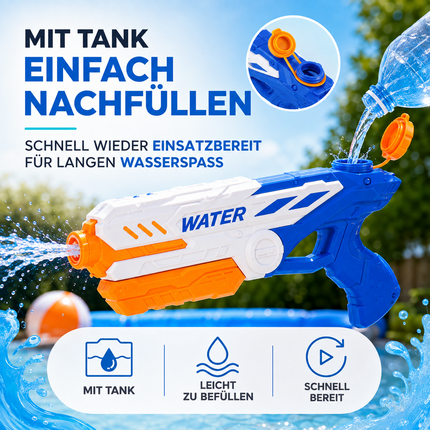 Wasserpistole für Kinder – Wasserspritzpistole & Spritzpistole für Garten, Pool, Strand, Sommer & Kindergeburtstag (XXL Wasserpistole 32.5 cm)