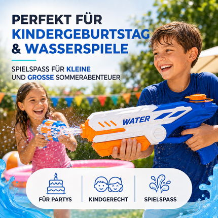 Wasserpistole für Kinder – Wasserspritzpistole & Spritzpistole für Garten, Pool, Strand, Sommer & Kindergeburtstag (XXL Wasserpistole 32.5 cm)