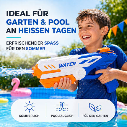 Wasserpistole für Kinder – Wasserspritzpistole & Spritzpistole für Garten, Pool, Strand, Sommer & Kindergeburtstag (XXL Wasserpistole 32.5 cm)