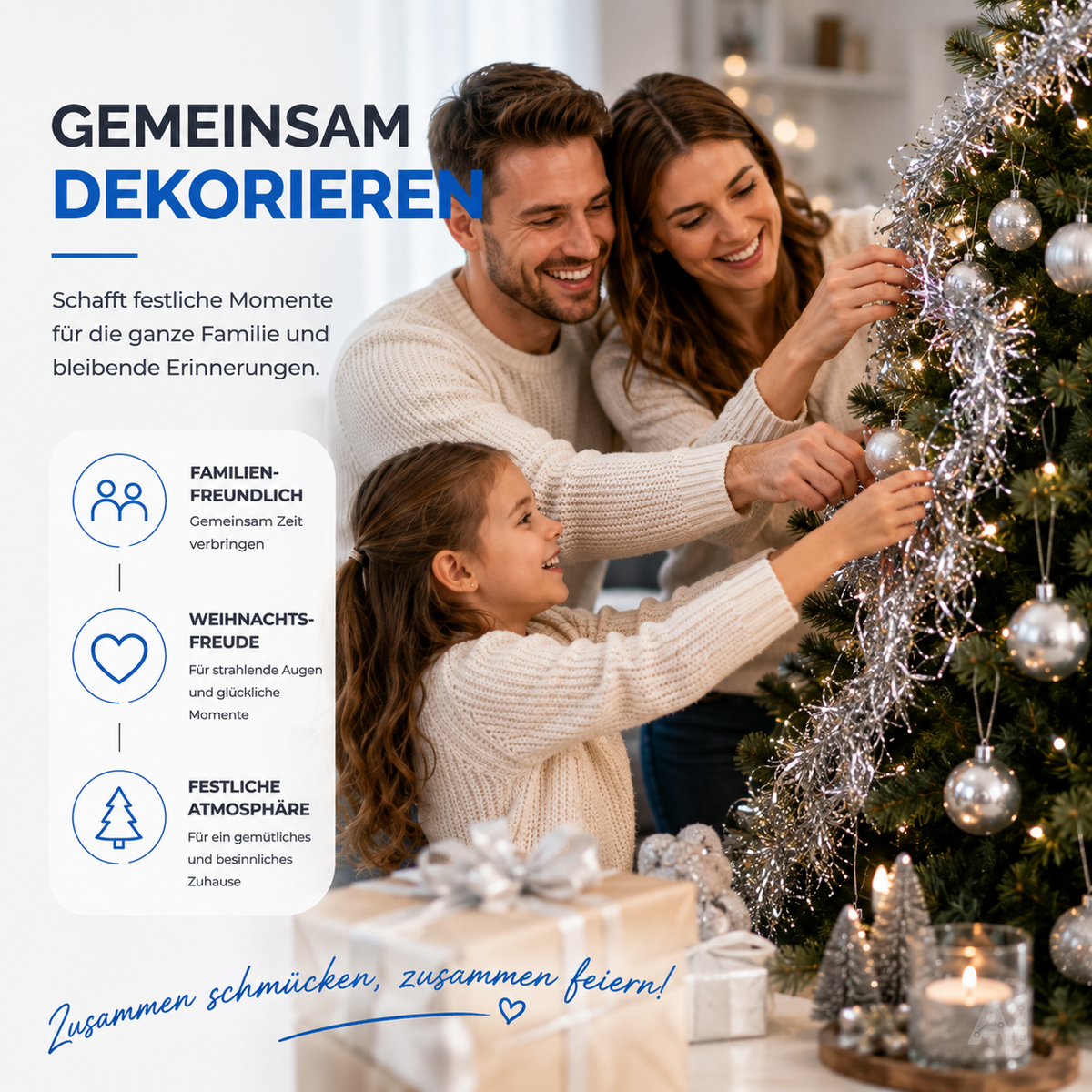 Silbernes Lametta – beim gemeinsamen Schmücken eines Weihnachtsbaums