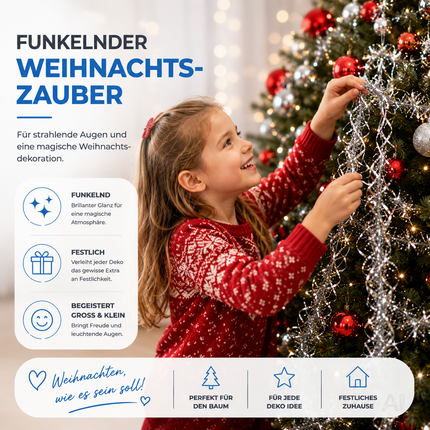 Silbernes Lametta – beim Schmücken eines Weihnachtsbaums