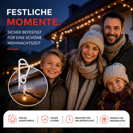 Haken und Clips zur Befestigung von Lichterketten