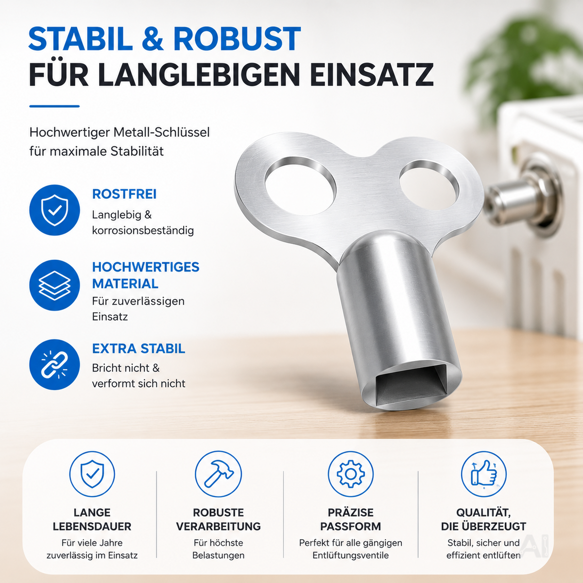 2x Heizkörper Entlüftungsschlüssel - Stabil, Robust und Praktisch
