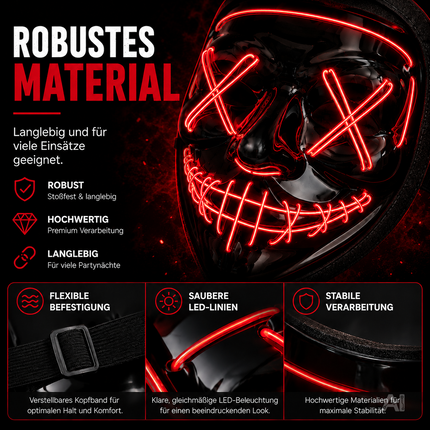 Halloween-Maske mit roter LED-Beleuchtung