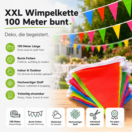 Bunte Stoffwimpelkette