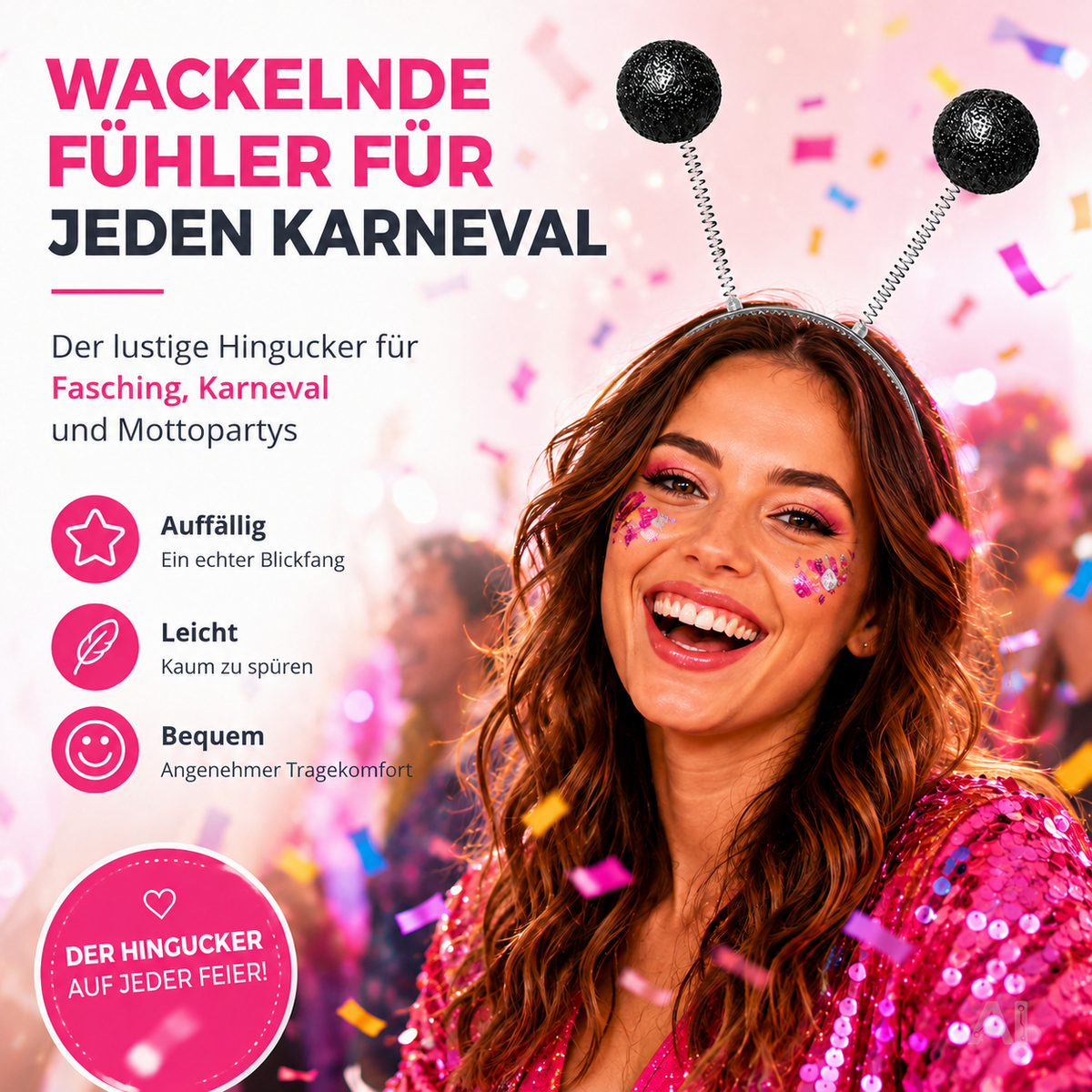Schwarzer Haarreif mit wackelnden Fühlern