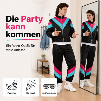 Schwarzer Retro-Trainingsanzug als Kostüm