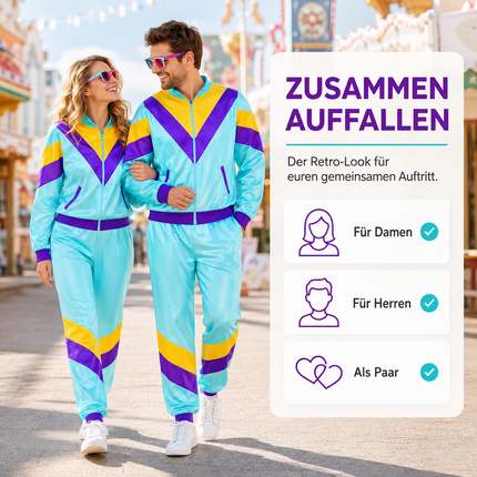 Blauer Retro-Trainingsanzug als Kostüm