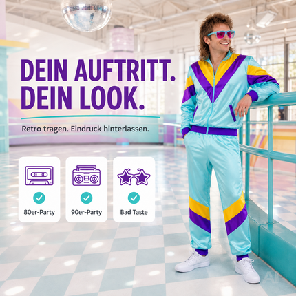 Blauer Retro-Trainingsanzug als Kostüm