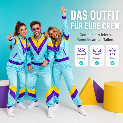 Blauer Retro-Trainingsanzug als Kostüm