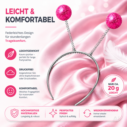 Pinker Haarreif mit wackelnden Fühlern