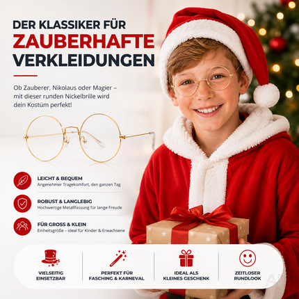 Runde Brille für ein Weihnachtsmannkostüm