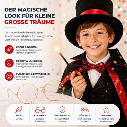 Runde Brille für ein Weihnachtsmannkostüm