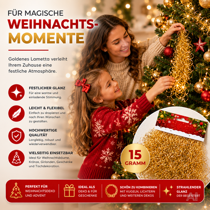 Engelshaar - gelockt Lametta ca. 15 Gramm - für Weihnachten & Advent als Deko Dekoration (Gold)