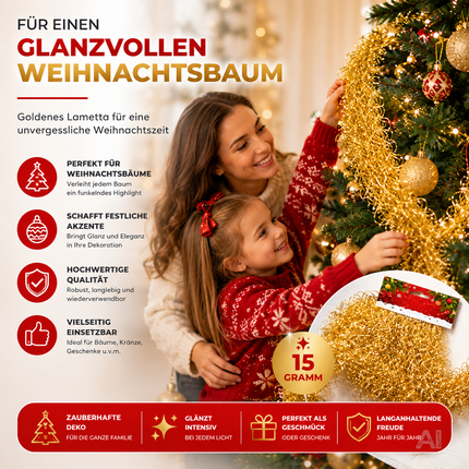 Engelshaar - gelockt Lametta ca. 15 Gramm - für Weihnachten & Advent als Deko Dekoration (Gold)
