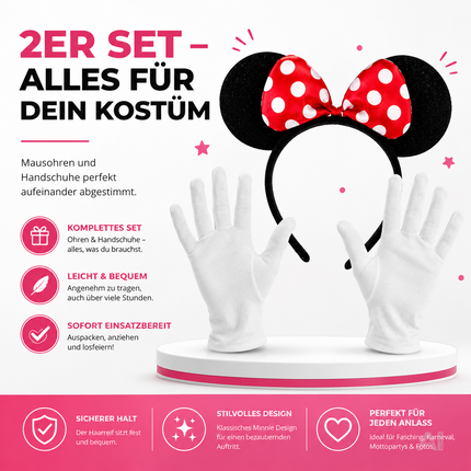 Kostümset mit Mausohren und Handschuhen