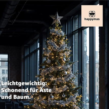 Christbaumspitze Stern - Baumspitze & Tannenbaum Aufstecker für Tannenbaum & Weihnachtsbaum zu Weihnachten (Silber)