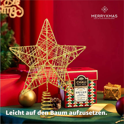 Christbaumspitze Stern - Baumspitze & Tannenbaum Aufstecker für Tannenbaum & Weihnachtsbaum zu Weihnachten (Gold)