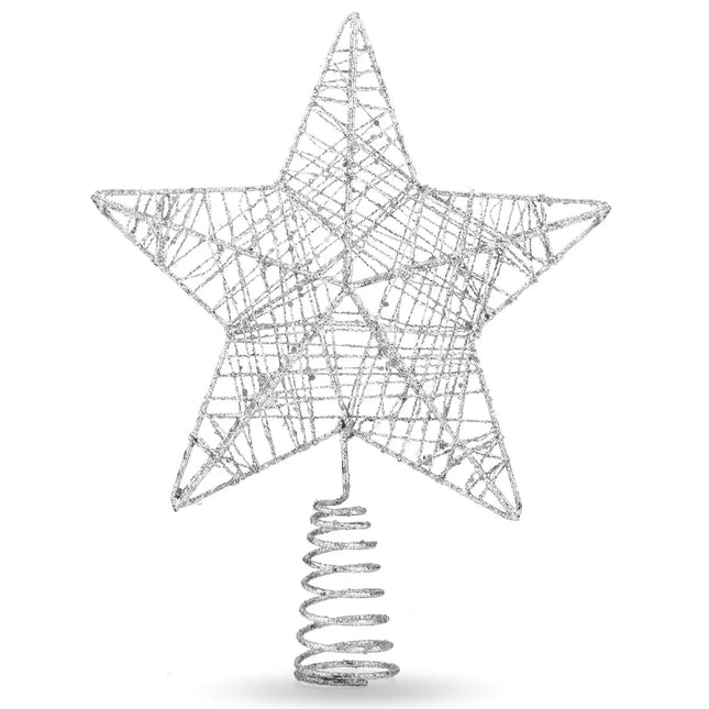 Christbaumspitze Stern - Baumspitze & Tannenbaum Aufstecker für Tannenbaum & Weihnachtsbaum zu Weihnachten (Silber)