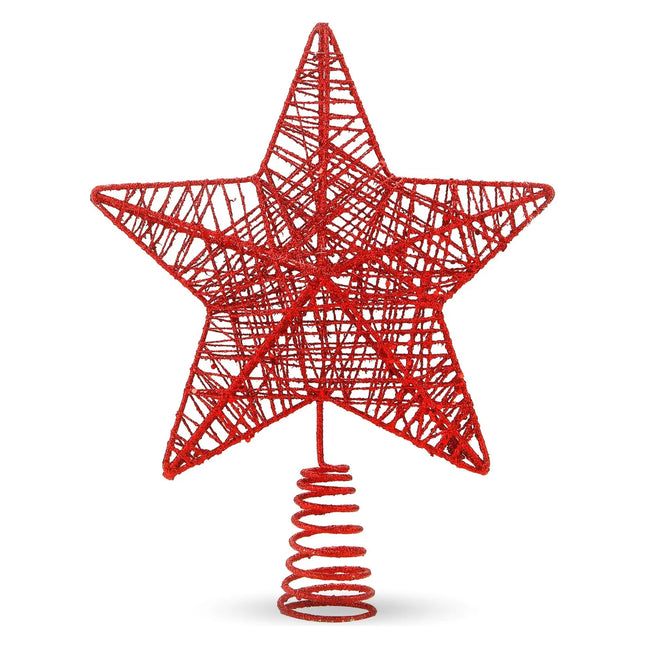 Christbaumspitze Stern - Baumspitze & Tannenbaum Aufstecker für Weihnachten (rot)